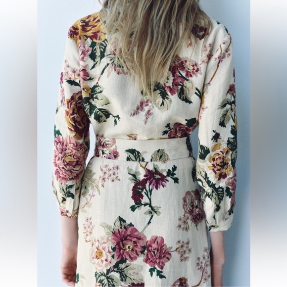 🦋 Bloggers Favorite 🦋 NWT ZARA 100% LINEN SHIRTDRESS ZW COLLECTION SIZE M - Picture 9 of 16